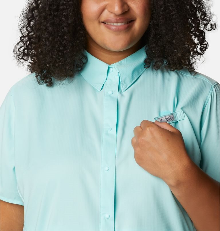 Women's Columbia PFG Tamiami II Short Sleeve Shirts Turquoise | Plus Size CA-E1L50